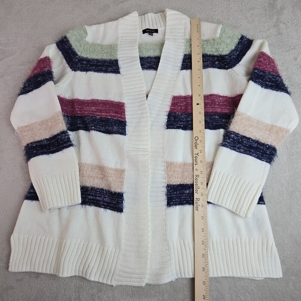Verve Ami Open Cardigan Sweater Womens Extra Large Striped Fuzzy Knit Cozy Boho - Picture 9 of 12